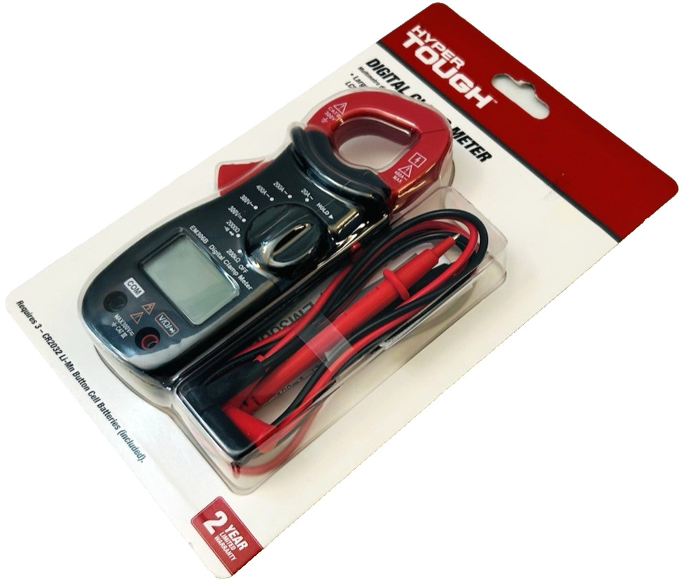 Hyper Tough Digital Clamp Meter Electrical Wire Current Tester with LCD Screen