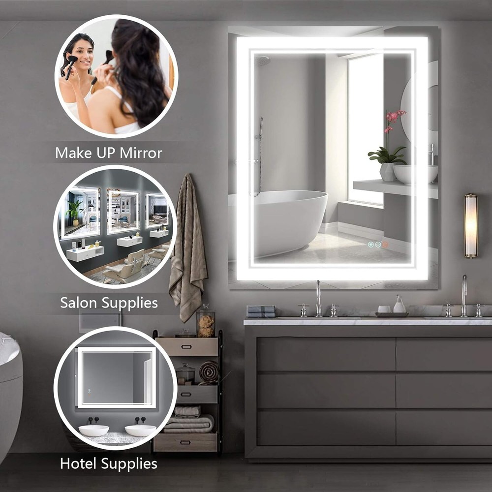 40*32 LED Bathroom Mirror, Lighted Vanity Mirror, Bluetooth Mirror With Light