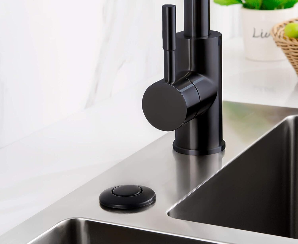 Sink Top Air Switch Kit Matte Black Button Kitchen Remodel for Garbage Disposal