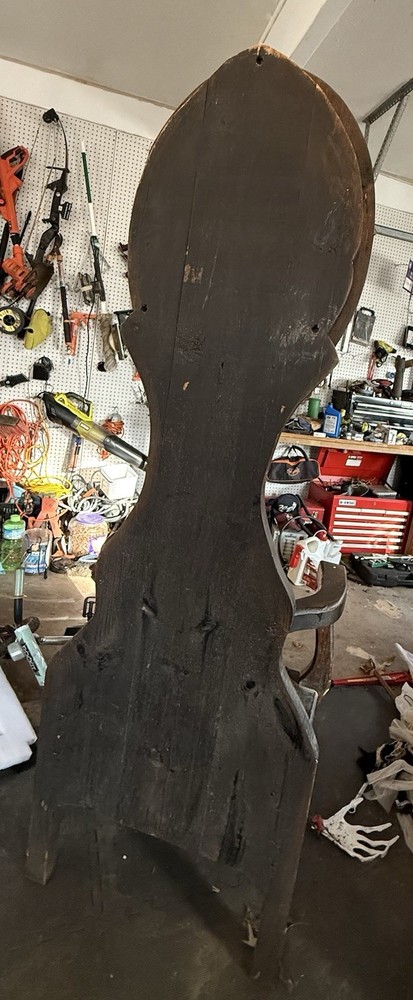 Antique HALL TREE. Solid Wood, Oval Mirror, Hooks, Dark Wood Finish, Solid Wood