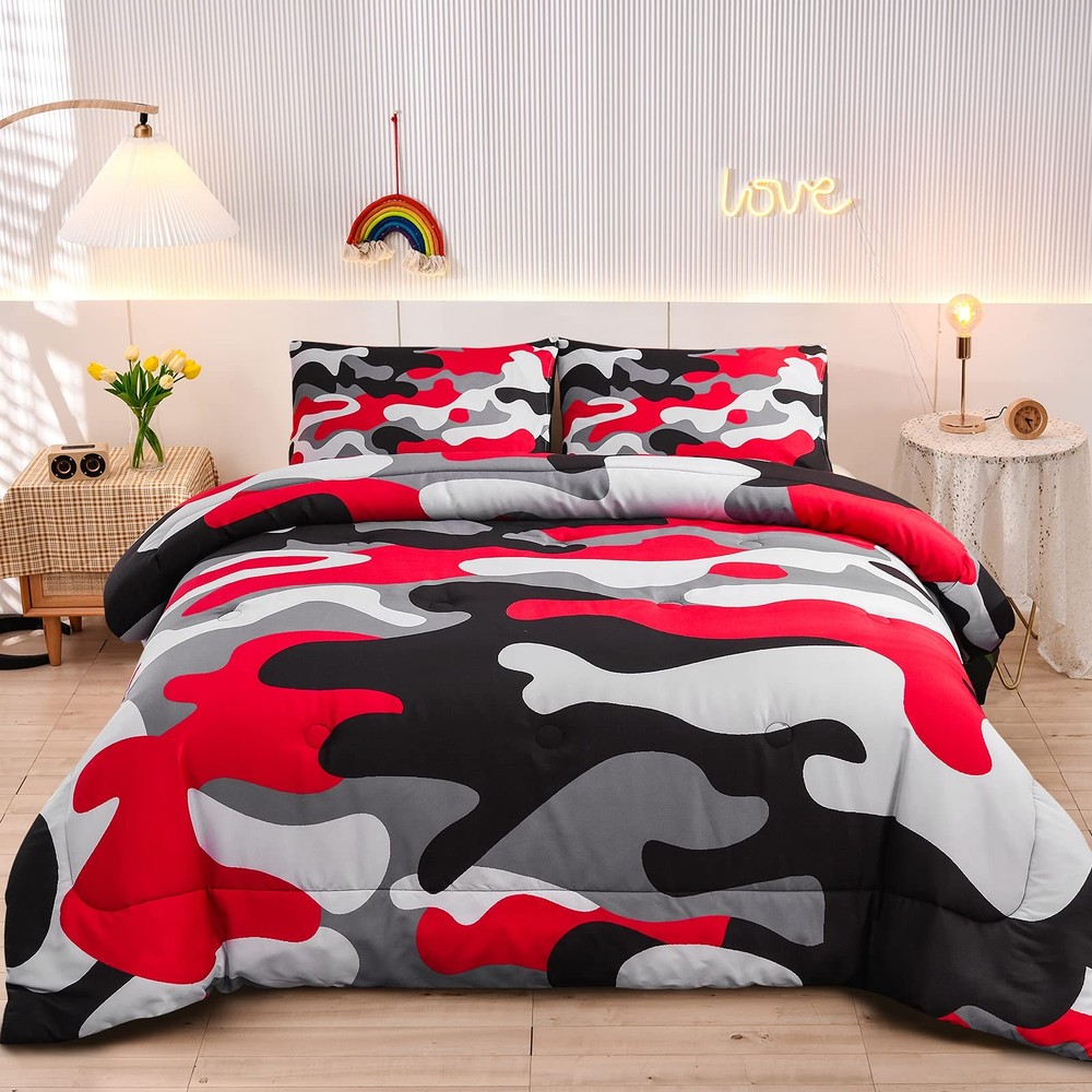 Camouflage Bedding Set, Colorful Pattern Style Comforter Set, 3 PCS Comforter...