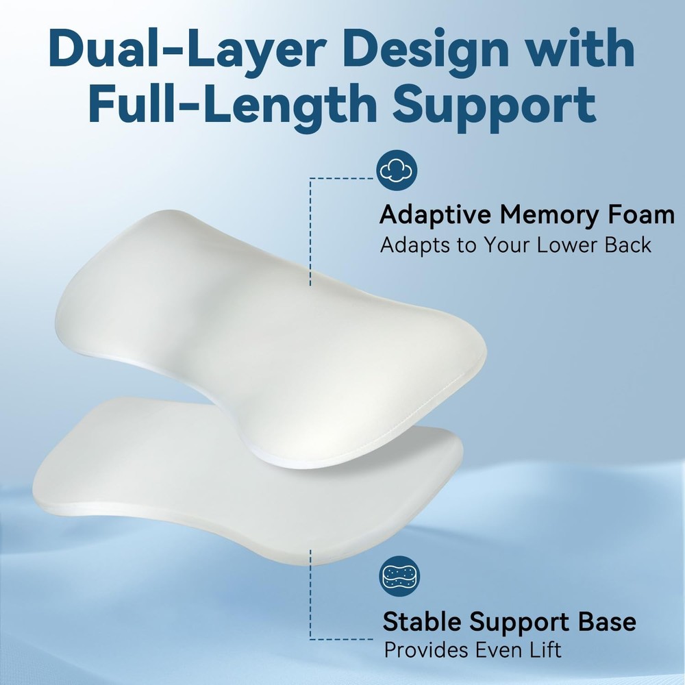 Adjustable Height Lumbar Support Pillow for Sleeping, Standard, Blue