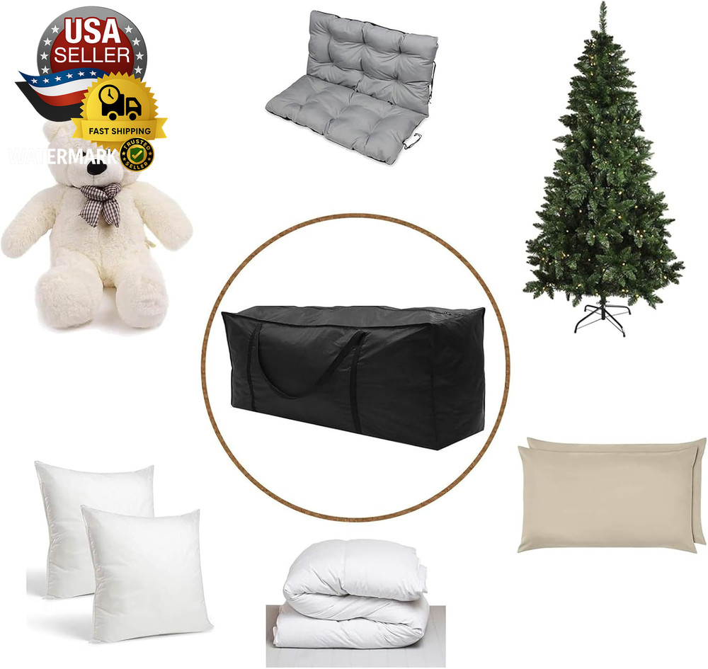 Outdoor Cushion Storage Bag, Waterproof Extra-Large Black Outdoor Patio Cushion