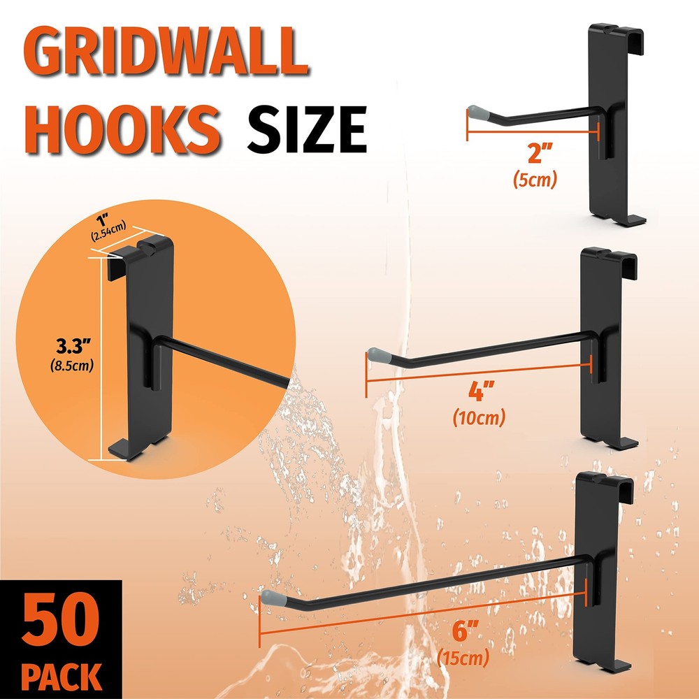 Gridwall Hooks 2 Inch 50PC Display Hooks for Grid Wall Hook for Grid Wall Pan...