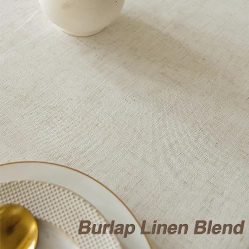 Beige Cream Tablecloth for Rectangle Table 86" x 55" (Rectangular) Linen