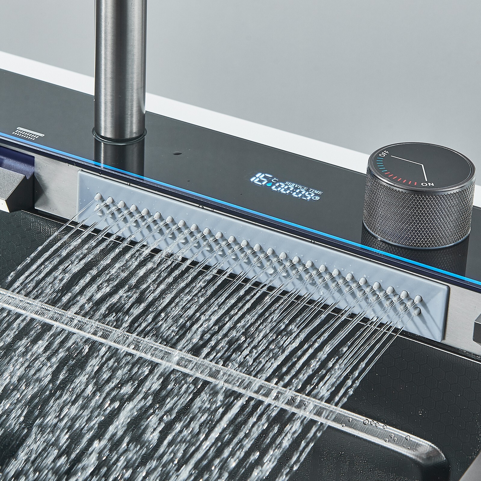 Flying Rain Stainles Steel Waterfall Kitchen Sink with Pull Down Faucet 29.5INCH