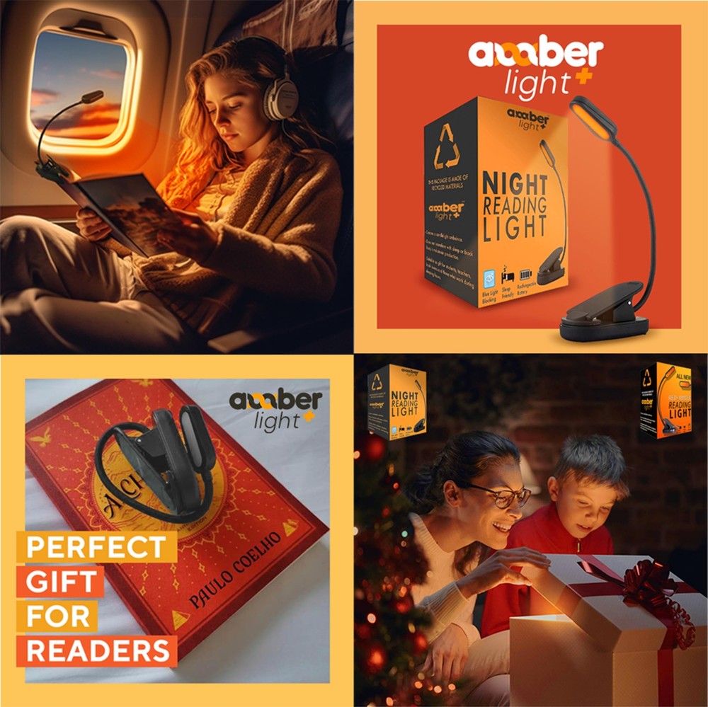 Giftable Amber Book Light - Blue Light Blocking - Night Reading Light by Ambe...