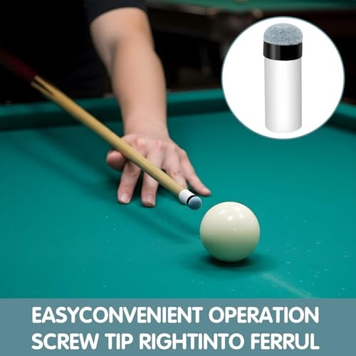 12 Sets Billiard Cues Tips Replacement with White Pool Cue Stick Ferrules,