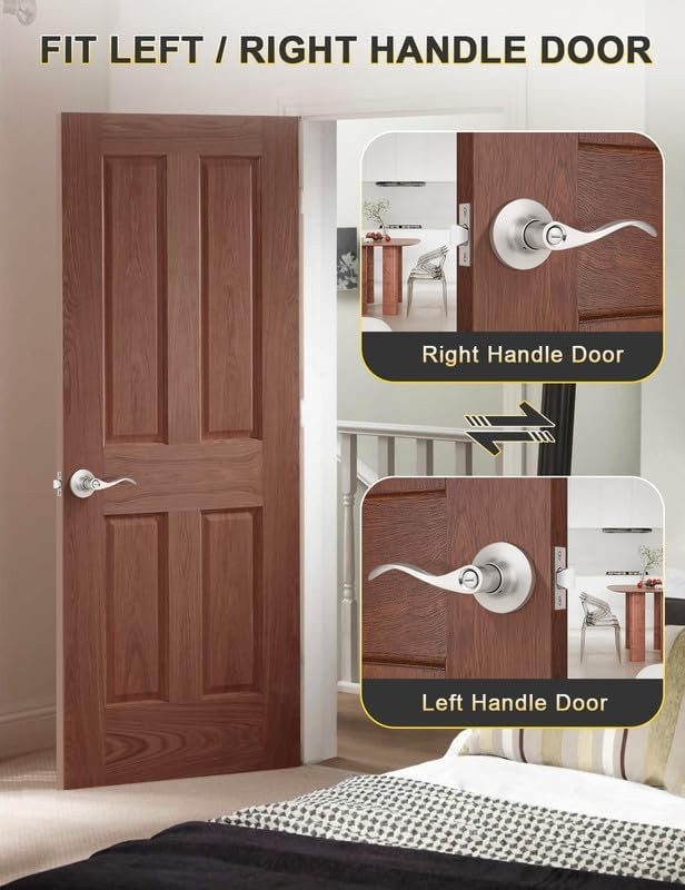 Mengico 2 Pack Satin Nickel Privacy Function - Keyless,
