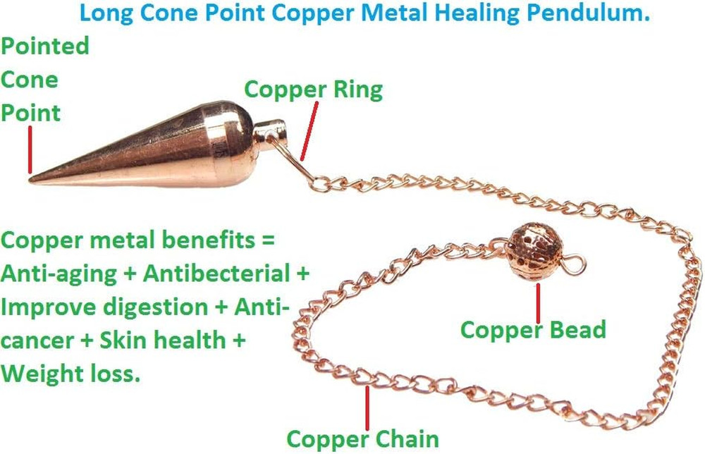 Long Cone Pendulum, Copper Metal Pendulum, Healing Dowsing Pendulum, Divination