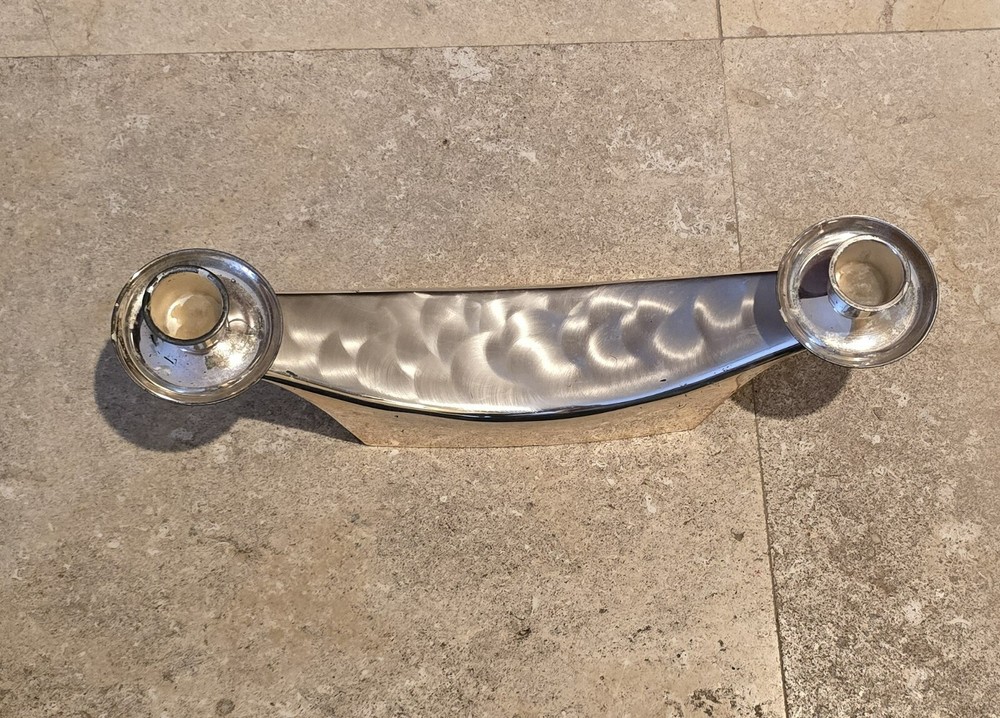 Midcentury WMF Ikora Silver plate Brass 2 Candle holder Germany