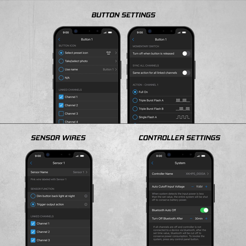XKcommand Bluetooth Switch Panel for Lights 12V Accessory Offroad Switch Pack