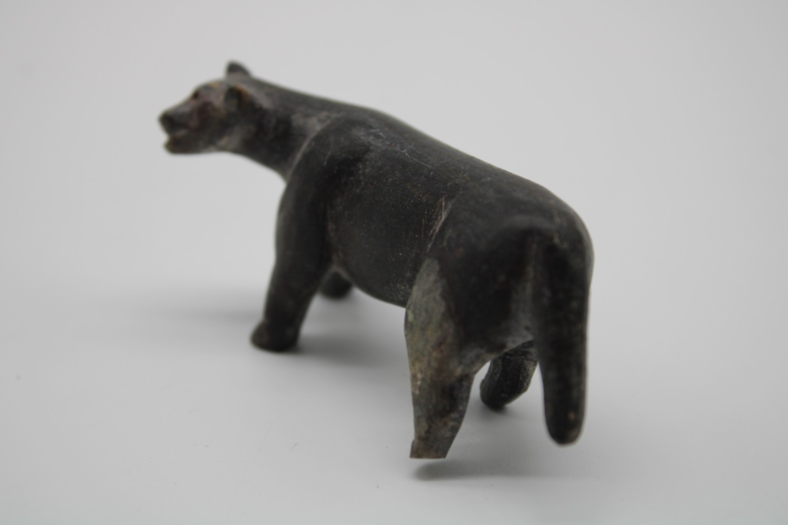 19th Century Inupiat Inuit Carved Stone Hunting Wolf Effigy / Fetish - 2.8”