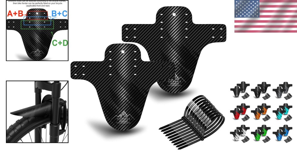 Lightweight Adjustable MTB Mud Guards for Complete Dirt Protection