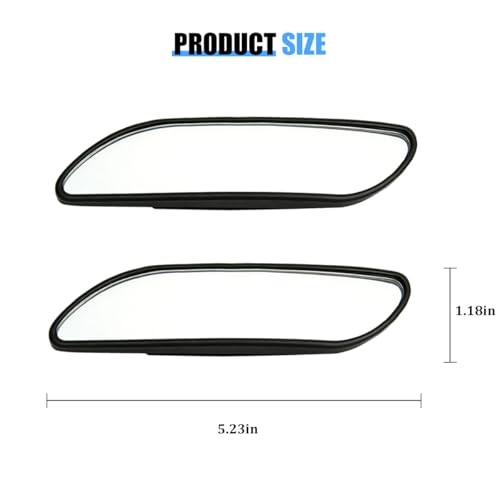 2PCS Blind Spot Car Mirror, Rectangular Convex Wide Angle Clear Glass Rearview