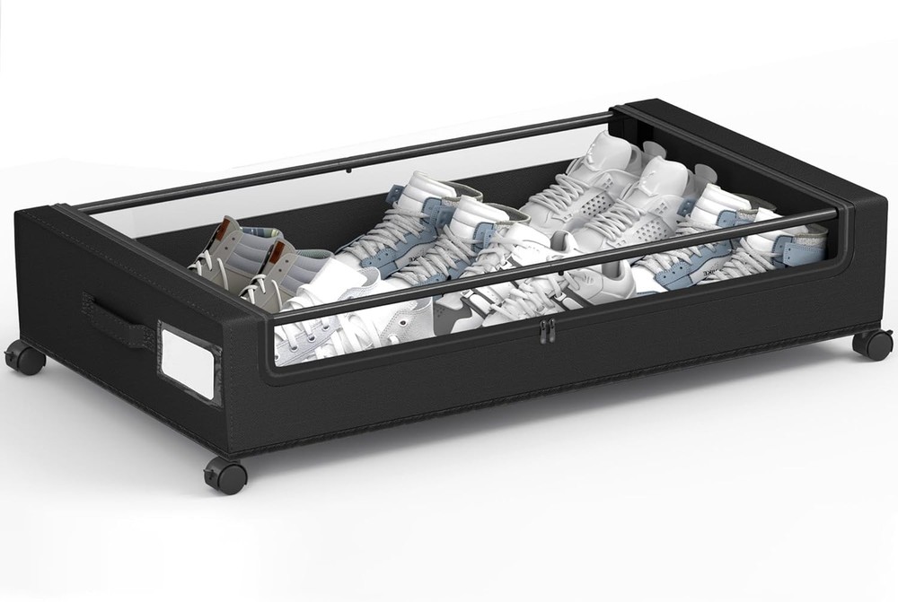 Under Bed Storage W/ Wheels 2 Pack Square Containers 60L Bins Rolling Metal