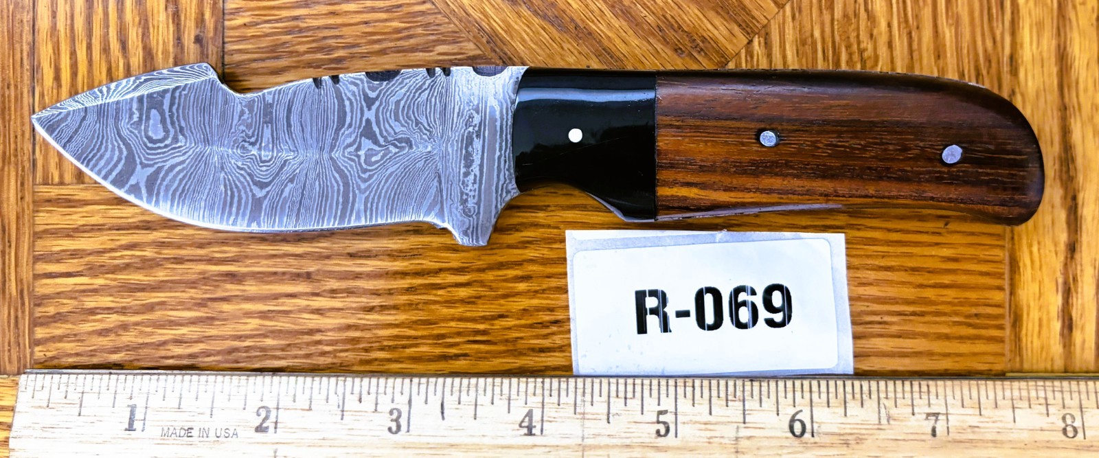 DAMASCUS STEEL SKINNING KNIFE-HARDWOOD HANDLE #R-069