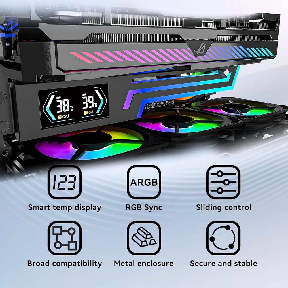 ARGB GPU Support Bracket Anti Sag w/ LCD CPU GPU Temp Display Adjustable