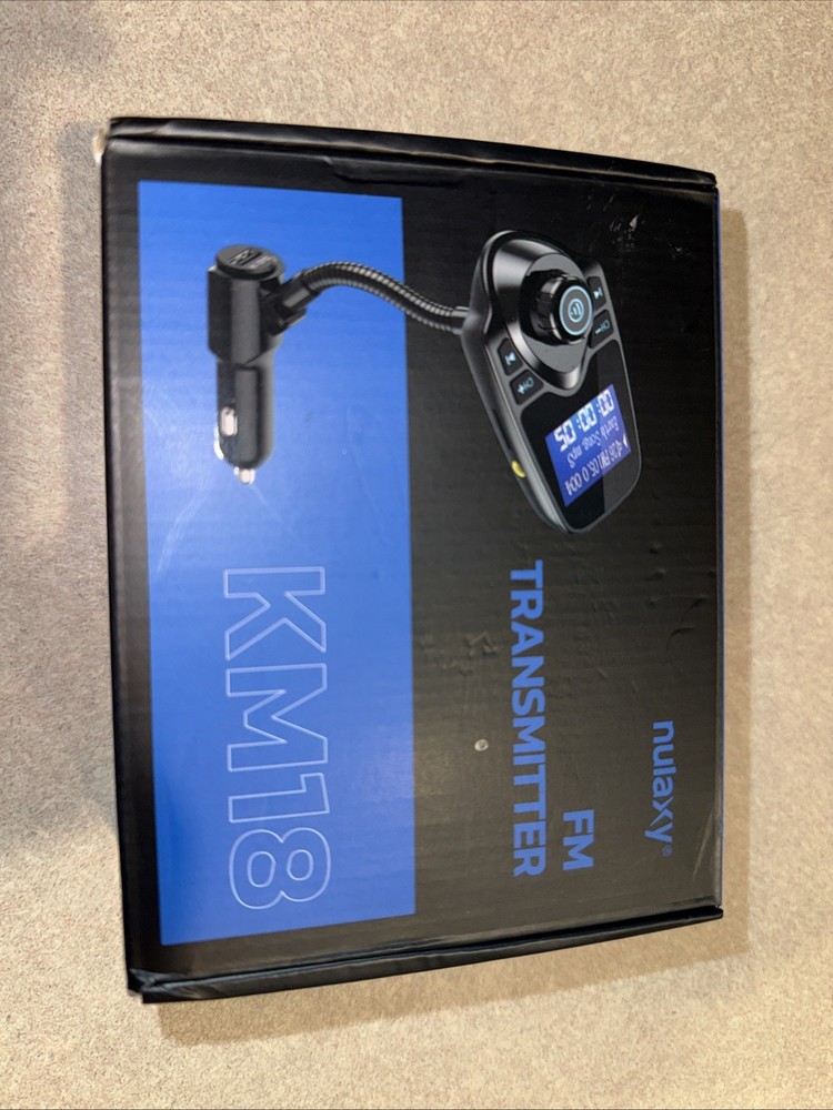 Nulaxy KM18 Wireless In-Car Bluetooth FM Transmitter (Black - New in box)