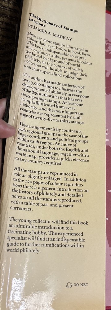 THE DICTIONARY OF STAMPS IN COLOUR-JAMES A. MACKAY HARDCOVER BOOK 1973 SWX