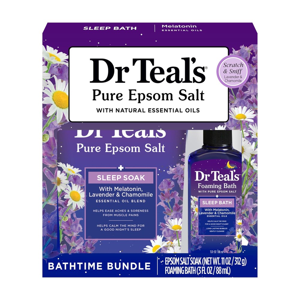 Dr Teal's Melatonin Essential Oils Bath Sampler Set Epsom Salt Foaming Bath