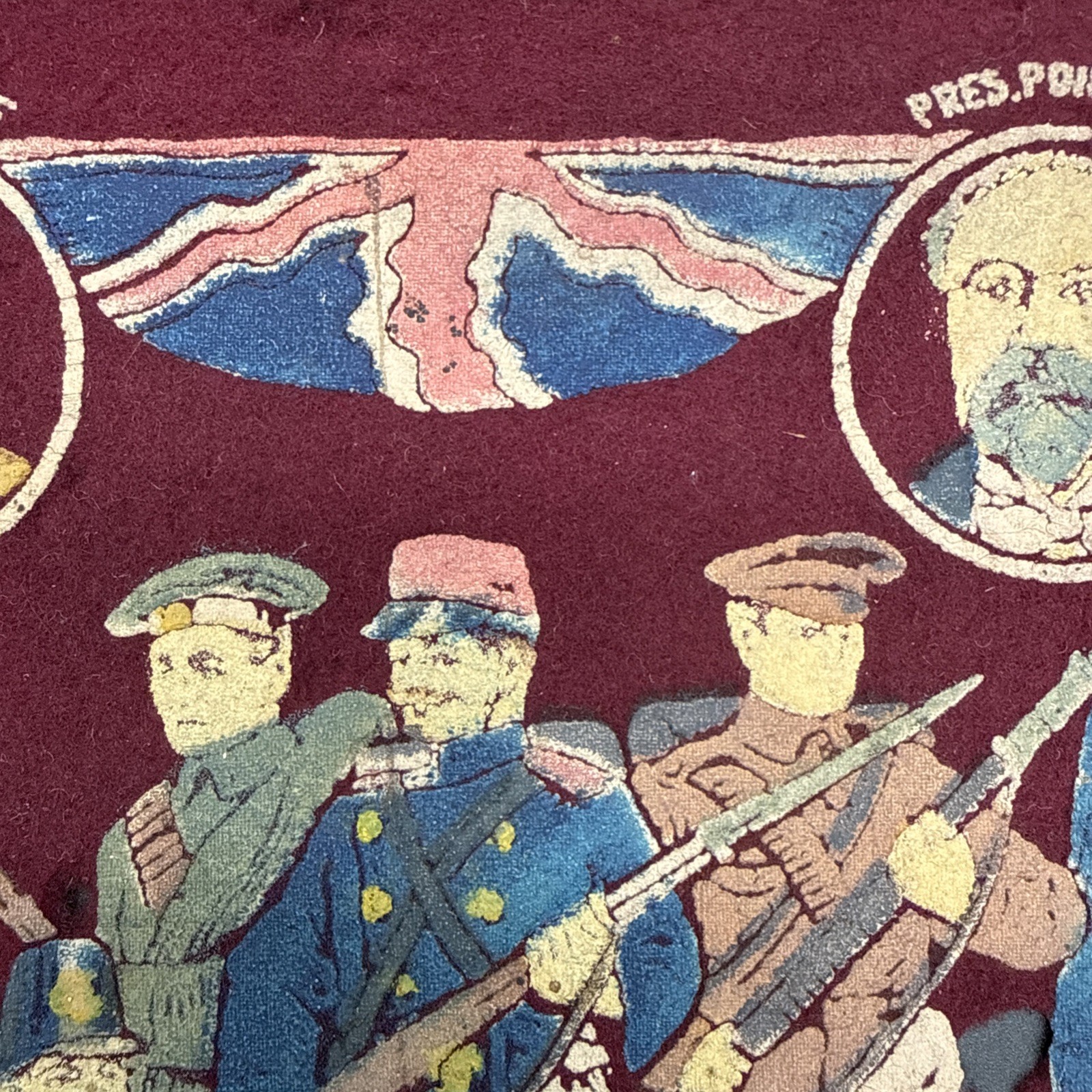 WWI Souvenir of the War of 1914 Felt banner Allies France Britain Belgium Russia