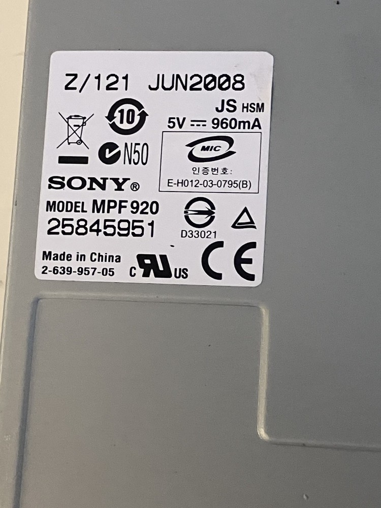 Sony MPF920 Internal Floppy Disk Drive