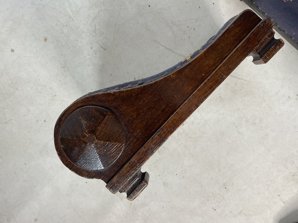 Vintage Needle Point Oak Kneeling Stands