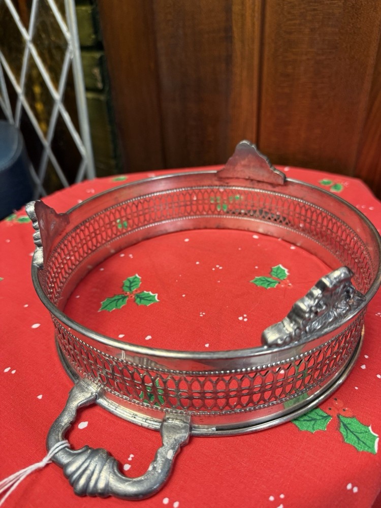 Vintage Silver Plated Footed Casserole Stand Serving Dish Holder Buffet Table