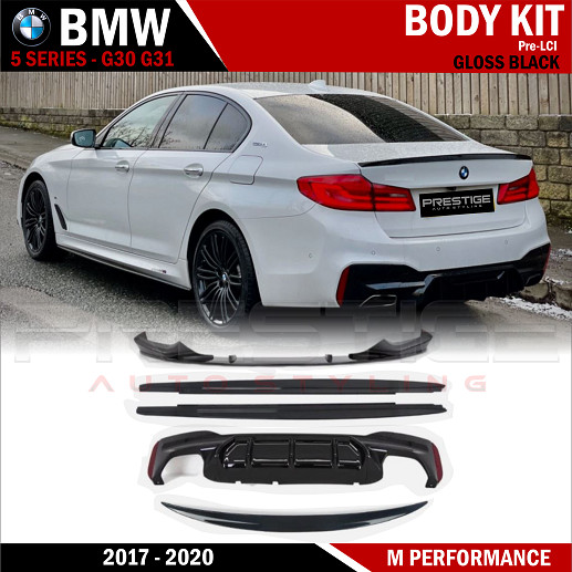 BMW G30 G31 5 SERIES GLOSS BLACK FRONT LIP DIFFUSER SPOILER M PERFORMANCE KIT