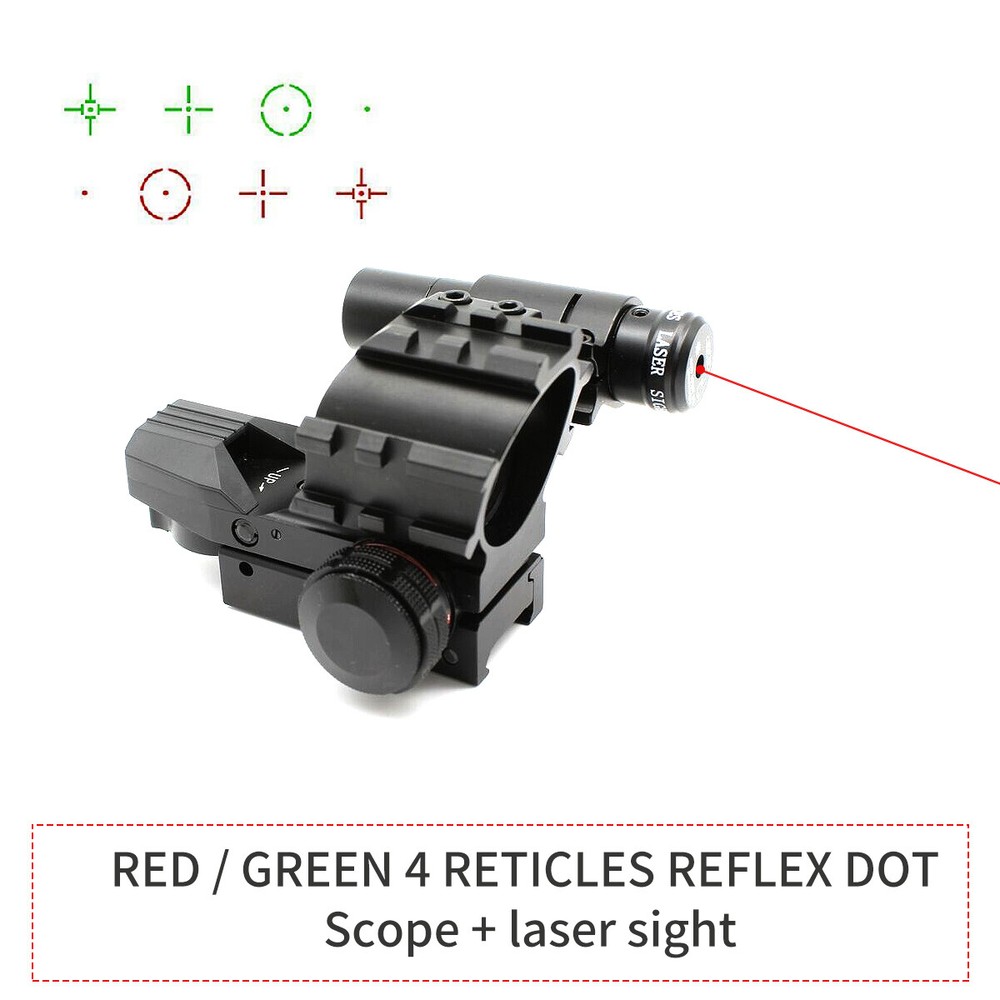 Holographic Red / Green 4 Reticles Reflex Dot Scope + Laser Scope Combo