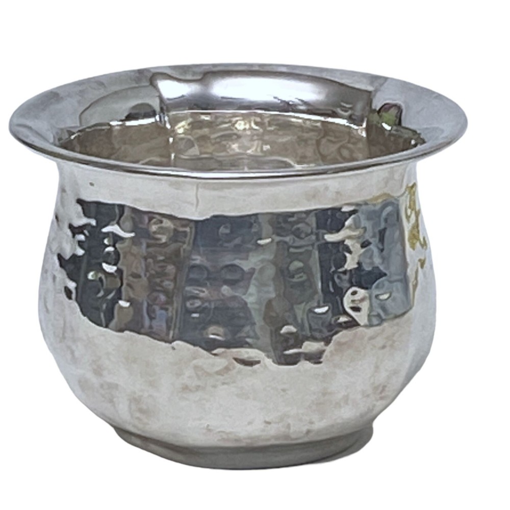 Hammered Silverplate Bowl 3" x 4"  Cachepot Candy Dish Signed