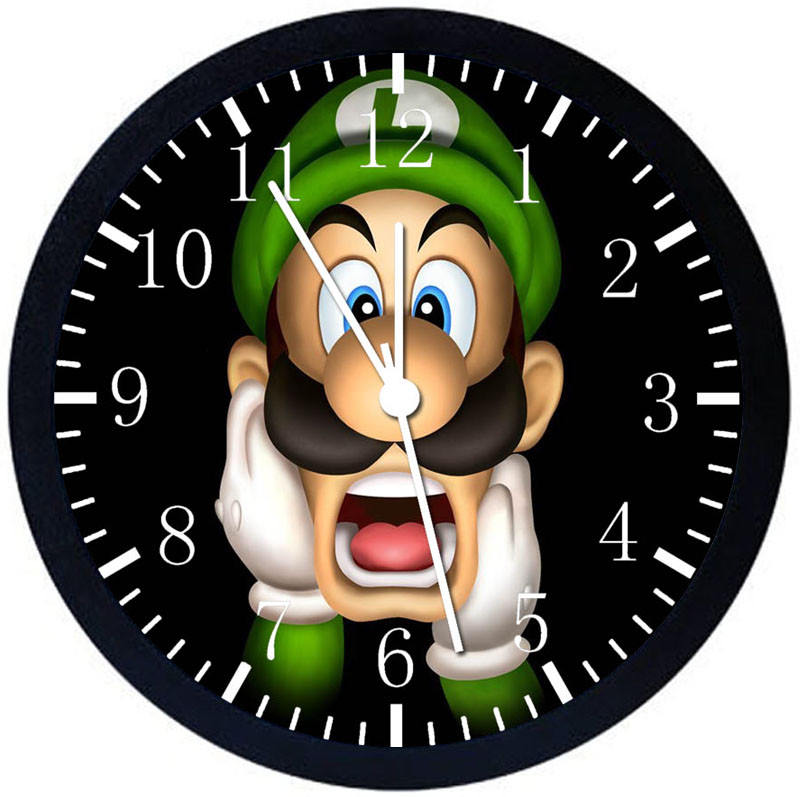 Luigi Super Mario Black Frame Wall Clock E380