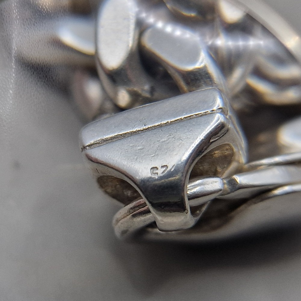 Sterling Silver Curb Link Bracelet – Solid 925 – Classic Heavy Chain