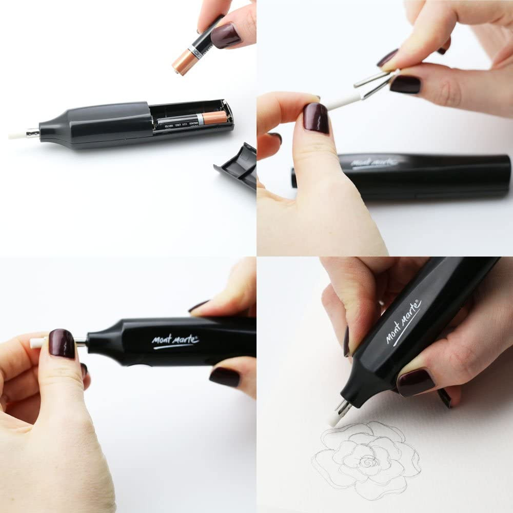 Mont Marte Electric Eraser, Includes 30 Eraser Refills. Suitable for Use