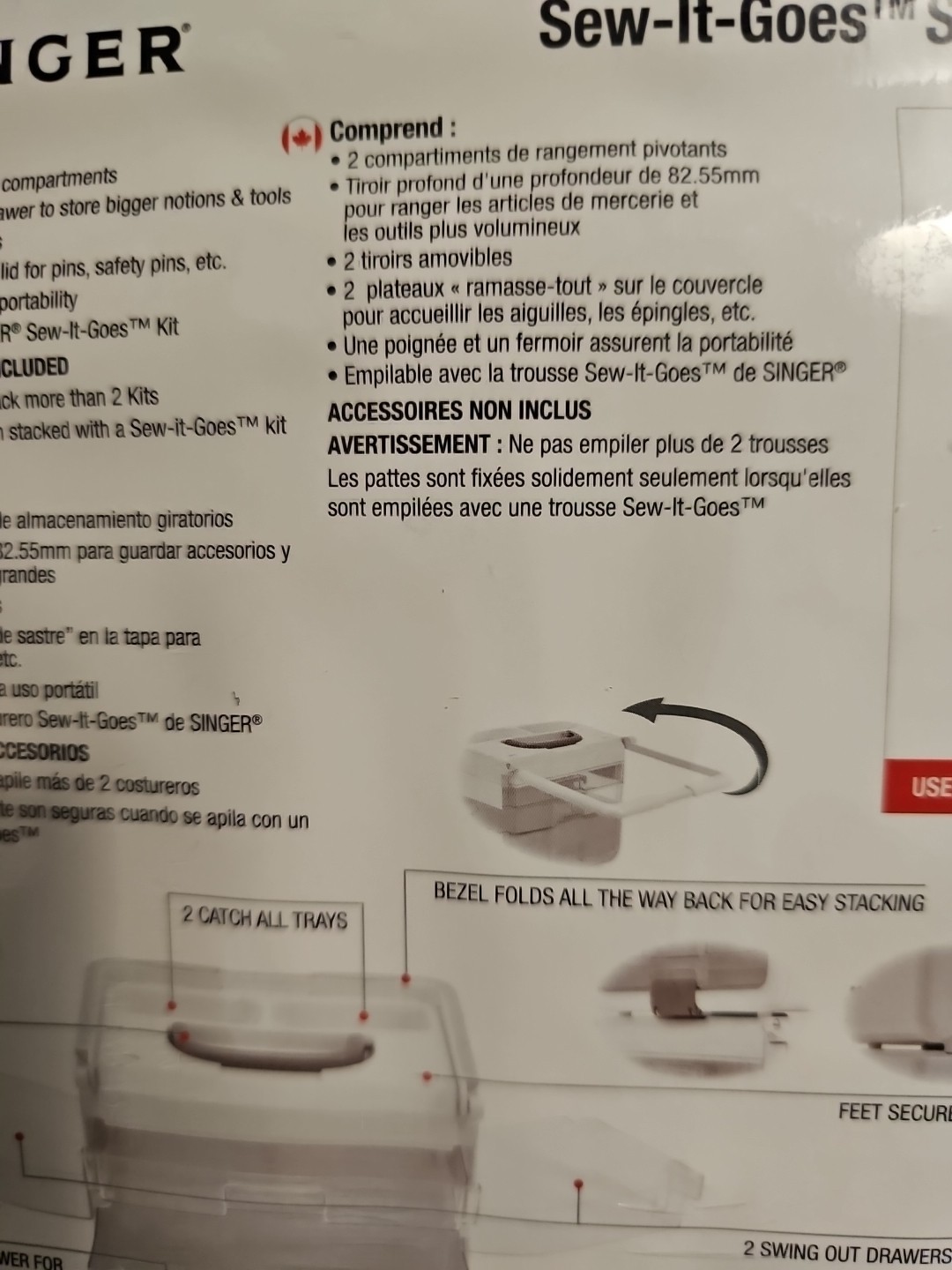 NEW SINGER Sew-It-Goes STACKABLE STORAGE CASE CLEAR WHITE SEWING QUILT FREE SHIP