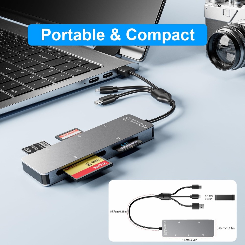 Memory Stick pro Duo Adapter 5-in-1 Multi Card Reader Supports Silver