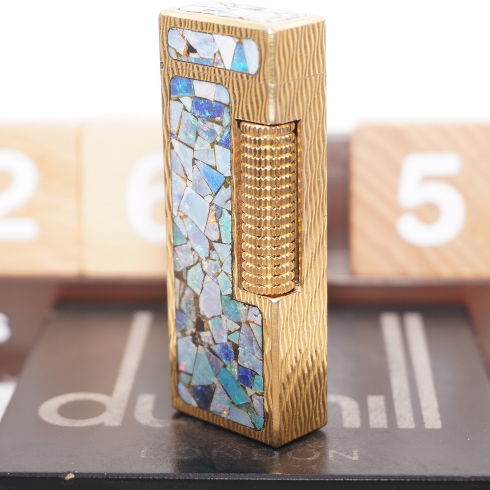 Dunhill Lighter Gold Wav Opal Pattern _Ultrasonically Cleaned_Working