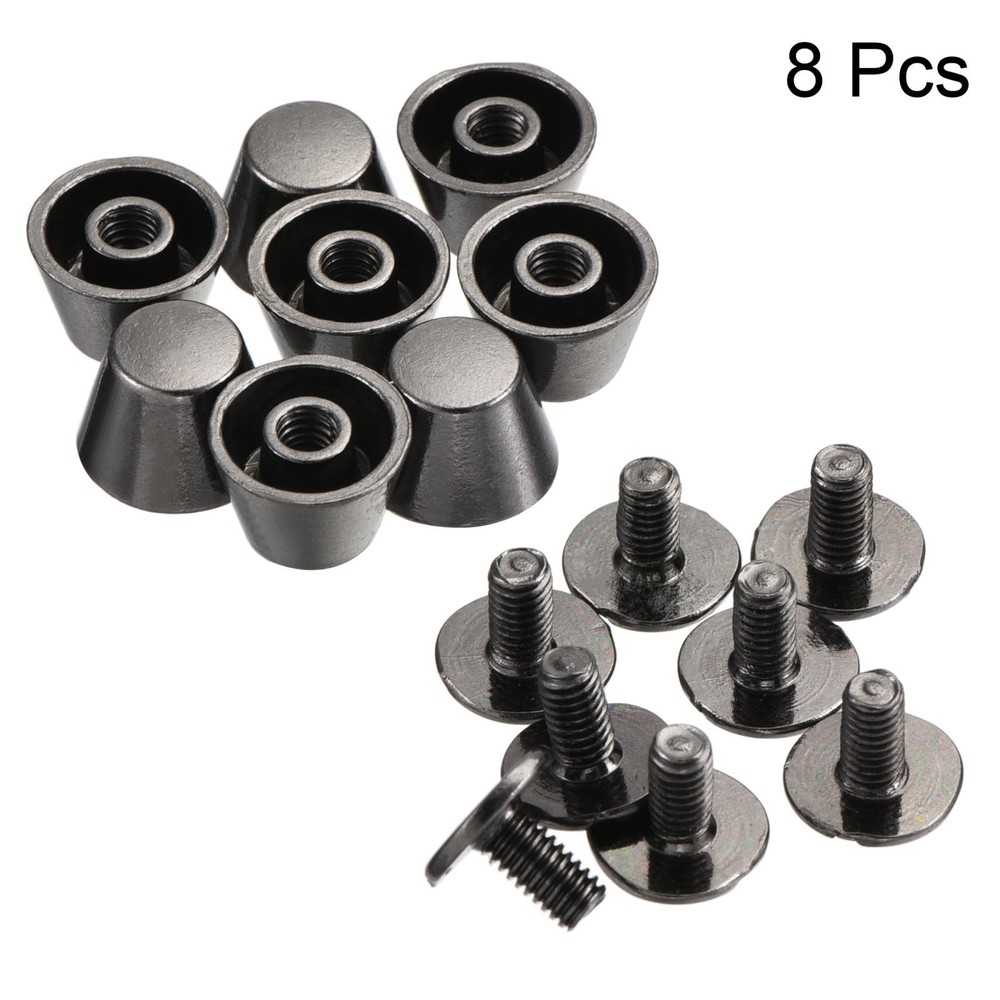 10x7mm Rivet Studs Screw Back Flat Cable Feet Stud Dark Grey 8pcs