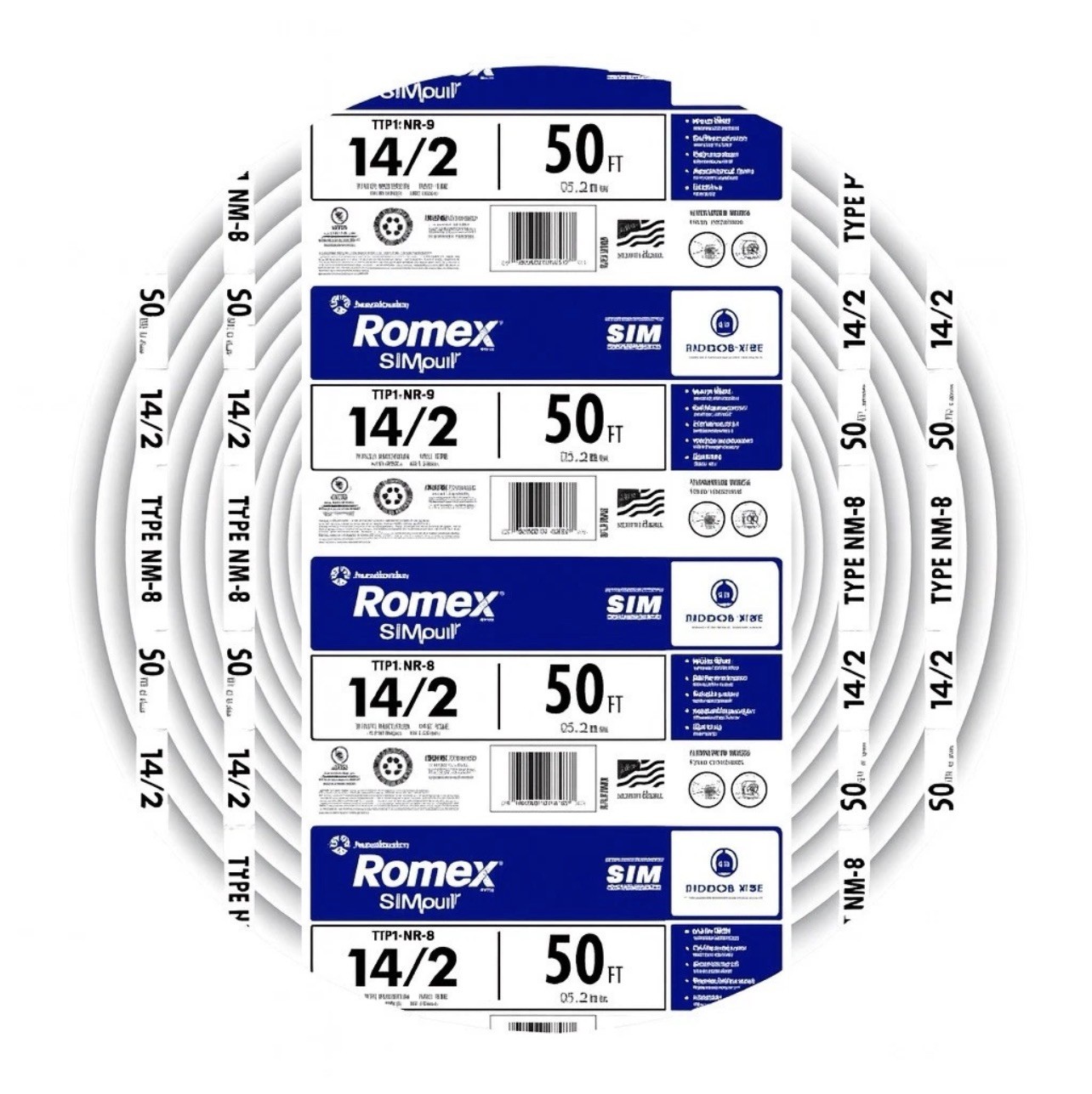 50 FT South wire 14/2 cobre Solid Romex Simpull CU NM-B W/G Wire Electrical