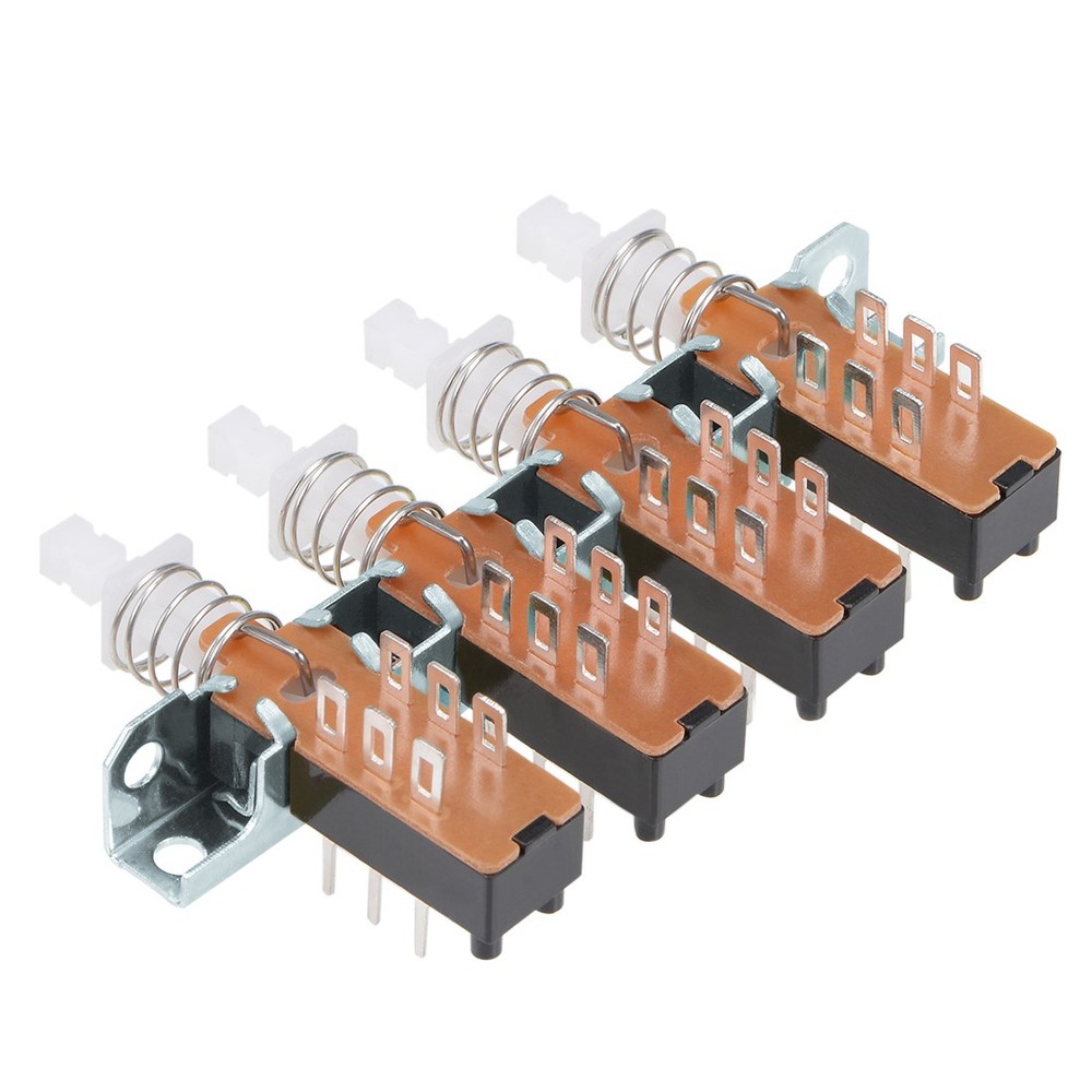 1Pcs Interlock Push Button Switch Piano Type DPDT 6 Pin 4 Row