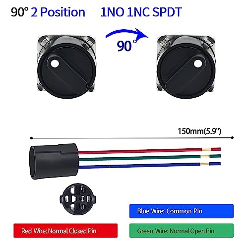 UL Listed Mini Rotary Switch 16mm 5/8" Selector Switch 2 2 Position, 3 Pin