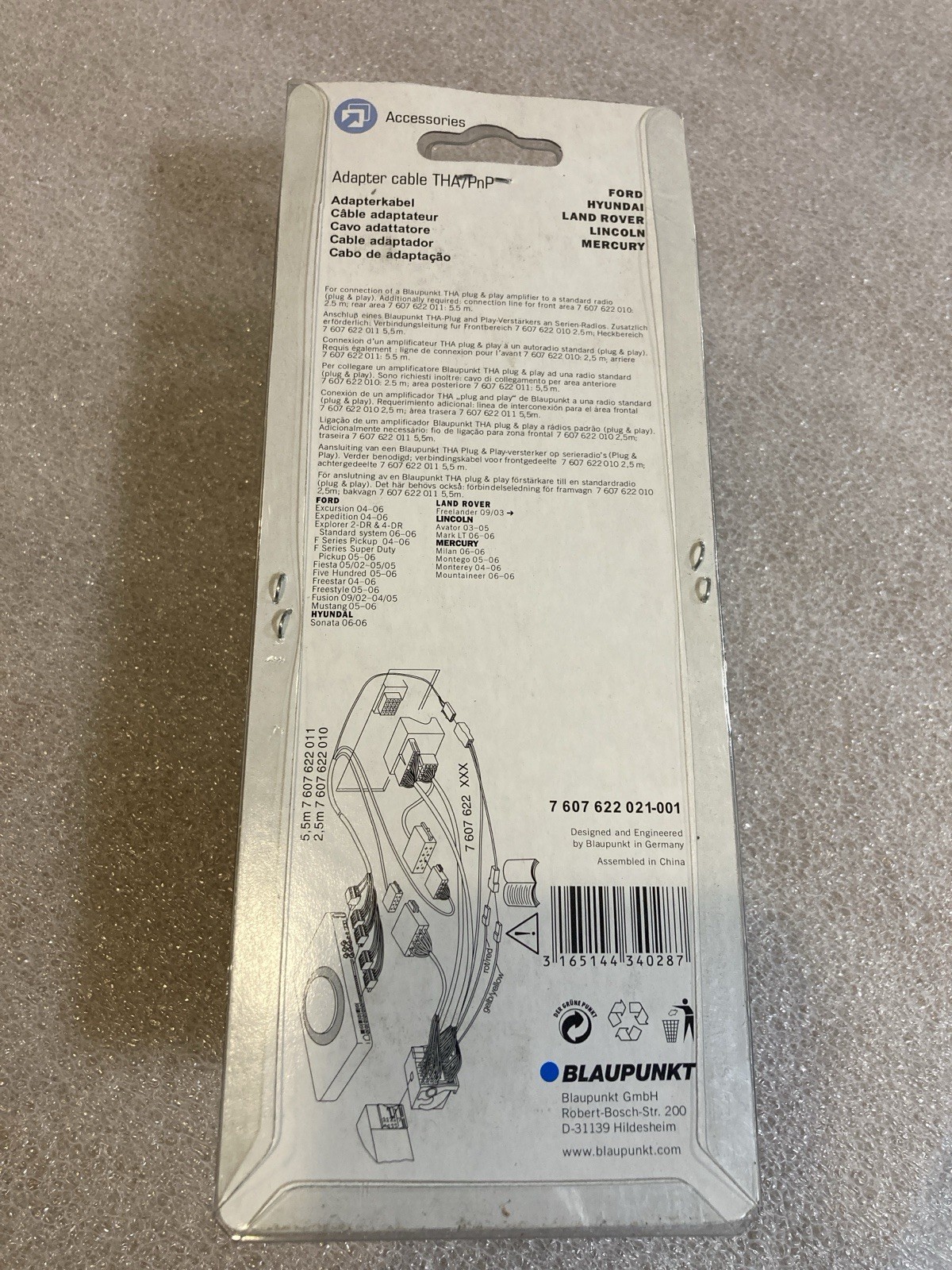 NEW BLAUPUNKT 7607622021-001 Adapter Cable THA/PnP FREE SHIPPING