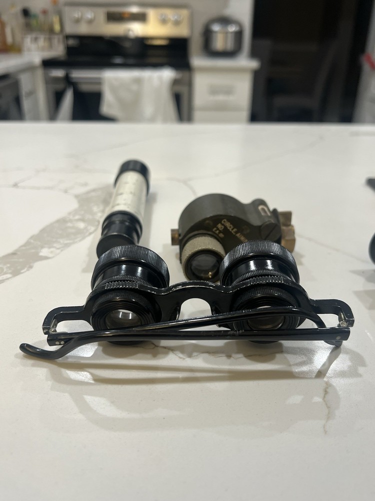 US WW2 M1 Aiming Circle Scope Lens Glasses Moorse Code Equipment Lot