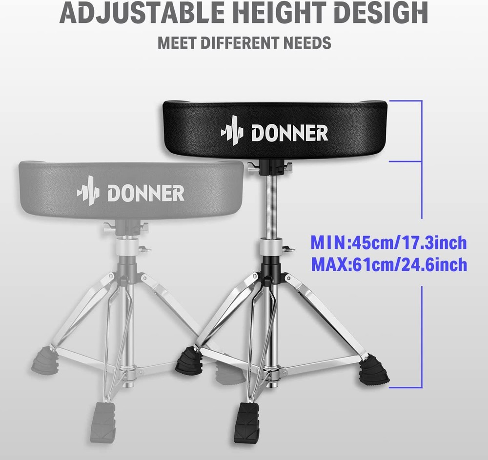 Donner Drum Throne Padded Seat Stable Height Adjustable Stool Double Braced Leg