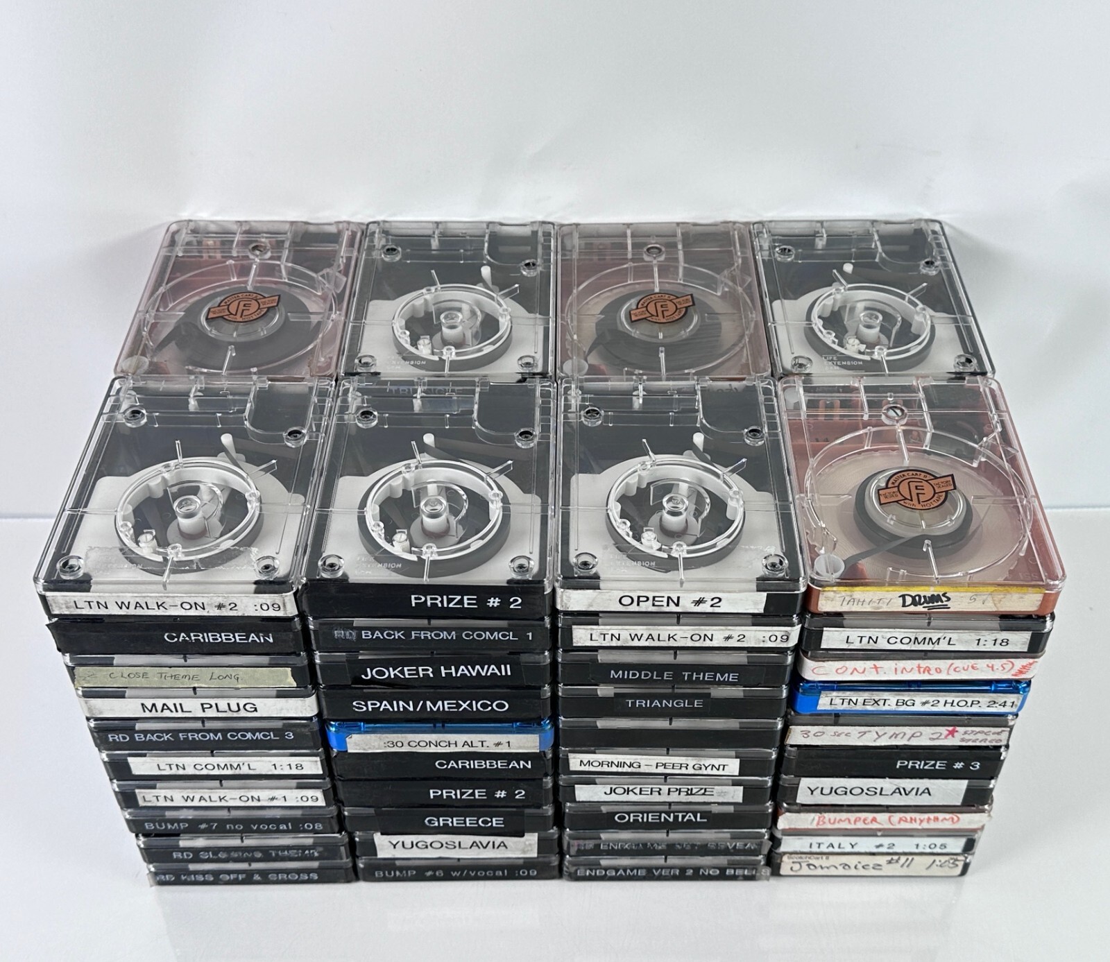 Lot of 80 Broadcast NAB Tape AA Cartridges 3M, Fidelipac, Audiopak, Scotchcart