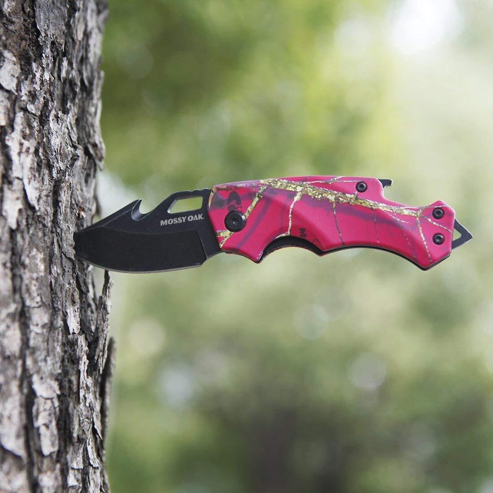 Mossy Oak Mini Folding Pocket Knife Multitool Drop Point Blade EDC Bottle Opener
