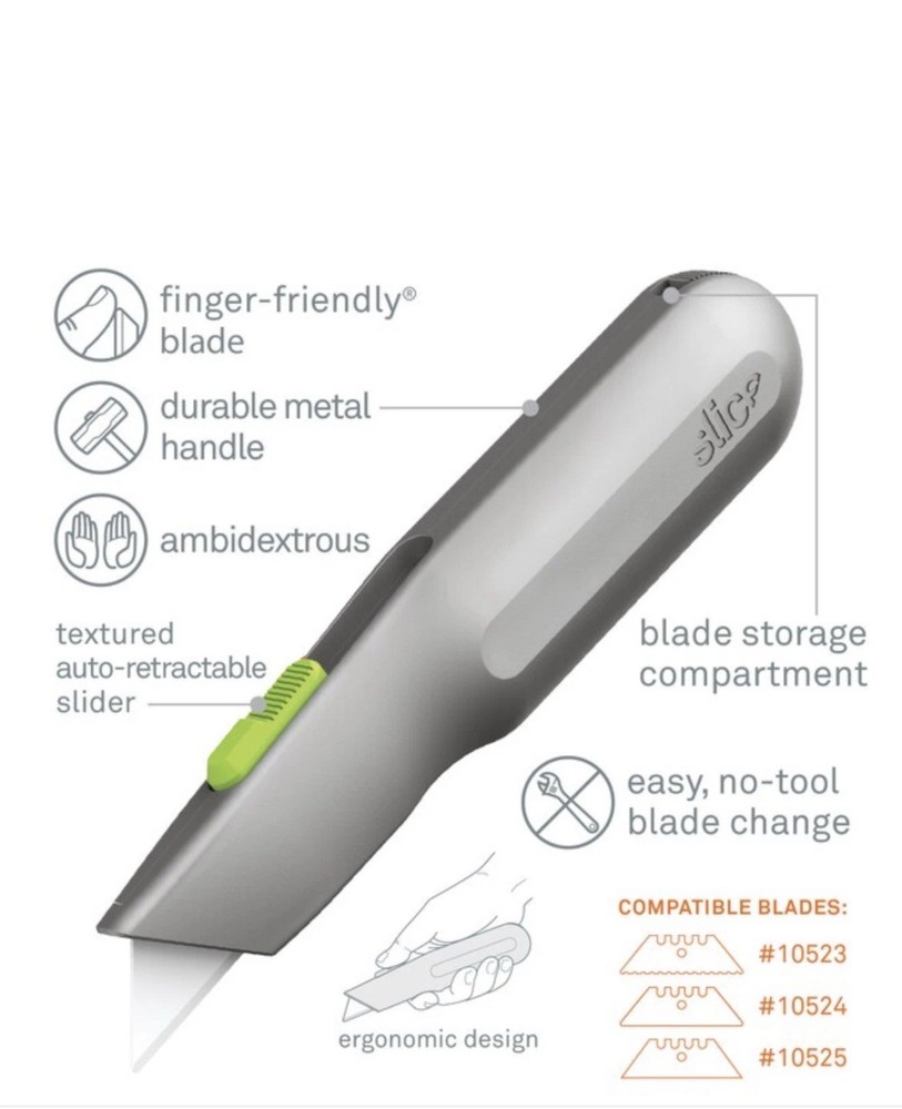 Slice Auto- Retractable Metal-Handle Utility Knife Ceramic Blade 10491