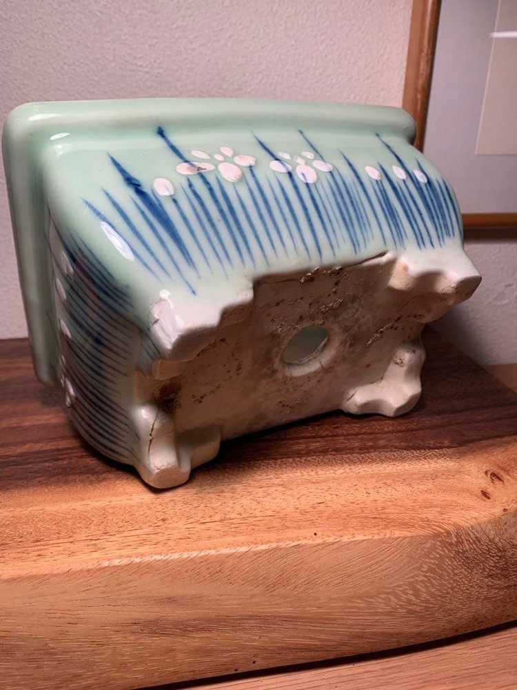 Celadon Rectangular Bonsai Pot Antique Blue and White Miniature Tree Container