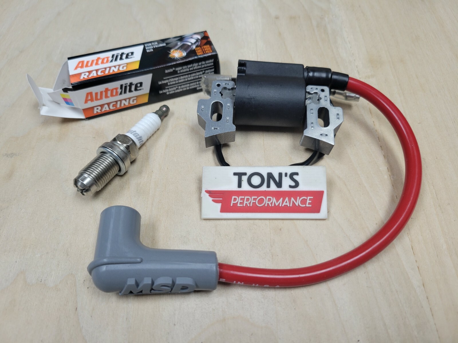 Predator 212 coil , RED MSD, Spiro Pro Taylor wire, Autolite Racing Spark plug